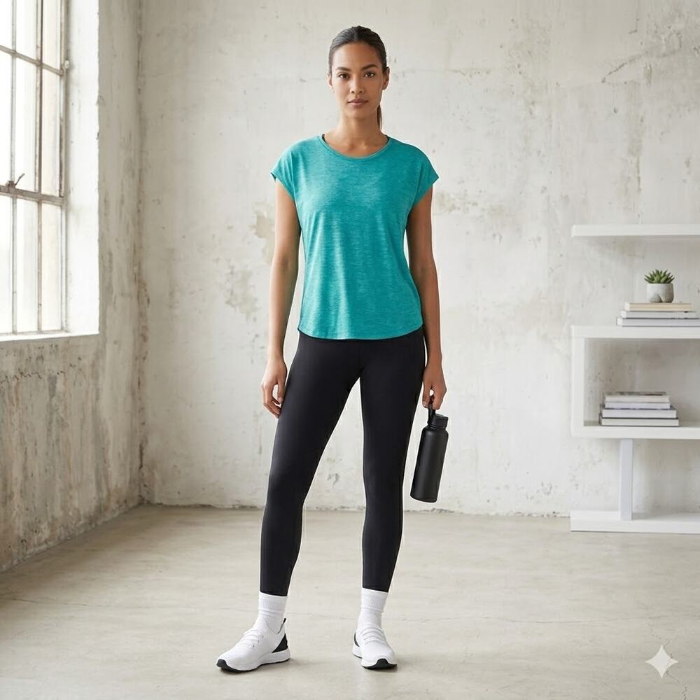 Calvin Klein Performance Short Sleeve Activewear Top Medium Turquoise T-Shirt